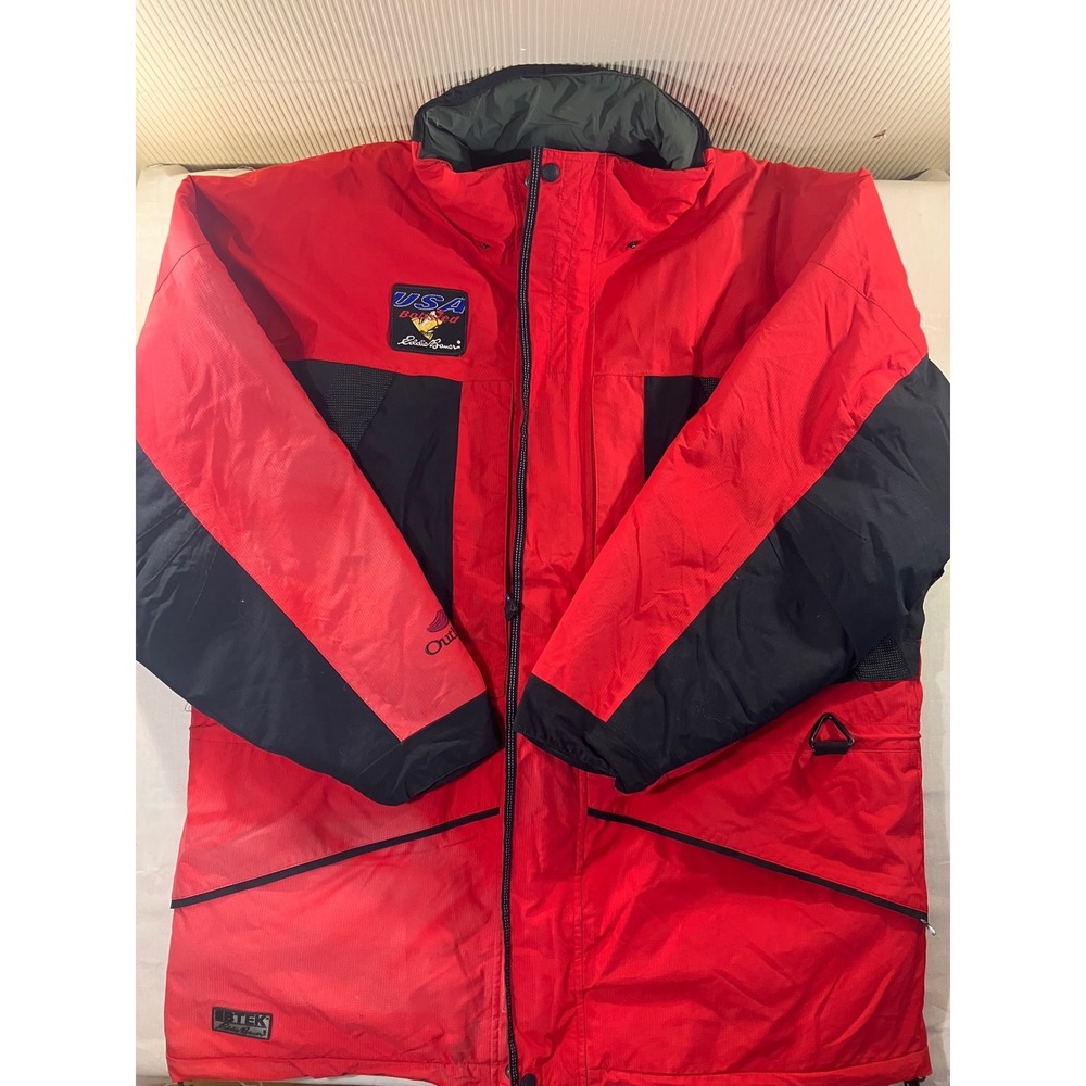 Eddie Bauer Mens Gore Tex Ski Snowboard‎ Jacket Red Black USA Outlast EBTEK